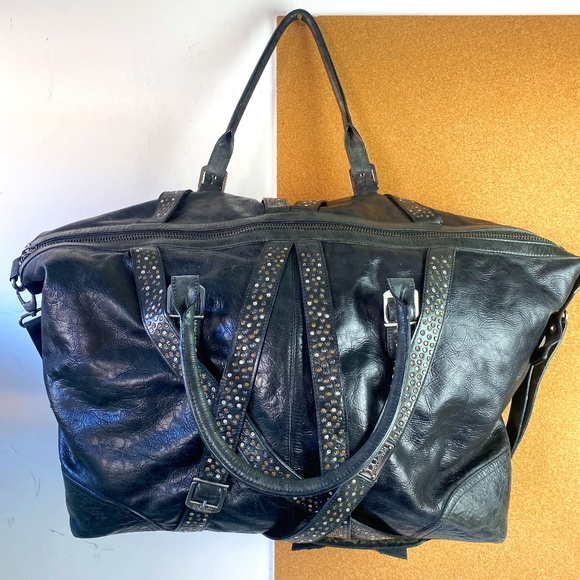 Luxury Italian Leather duffle bag with studs - Picture 1 of 9